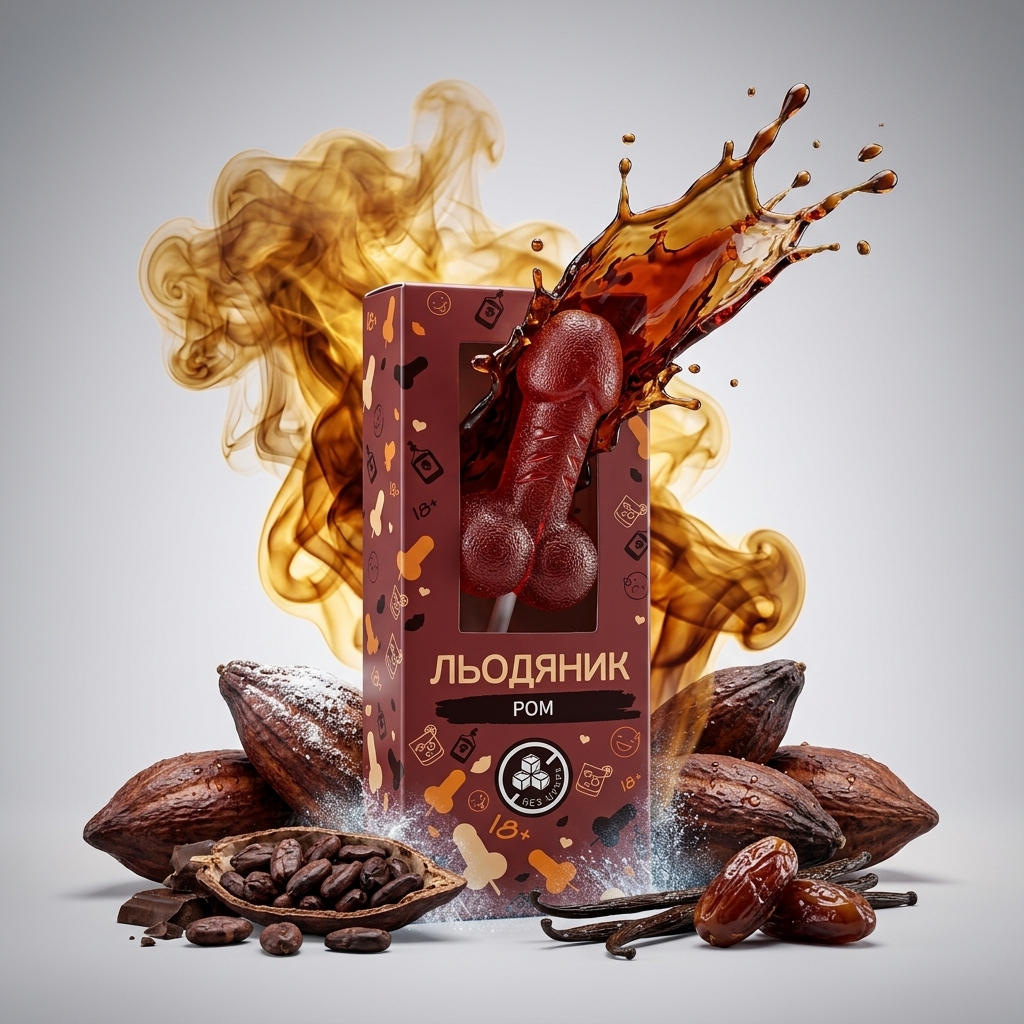 Льодяник HOT у формі пенісу зі смаком рому без цукру