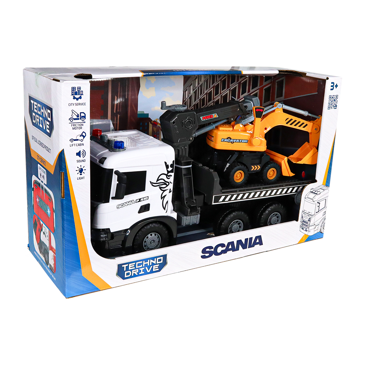 Ігровий набір автокран Scania з екскаватором TechnoDrive 48,5 см Жовтий — превʼю 5