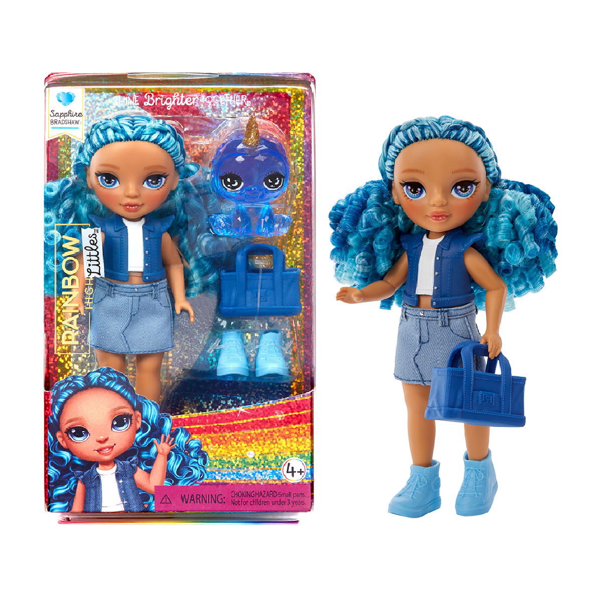 Ігровий набір лялька Rainbow High Littles Сапфіра з улюбленцем 15 cm Синій