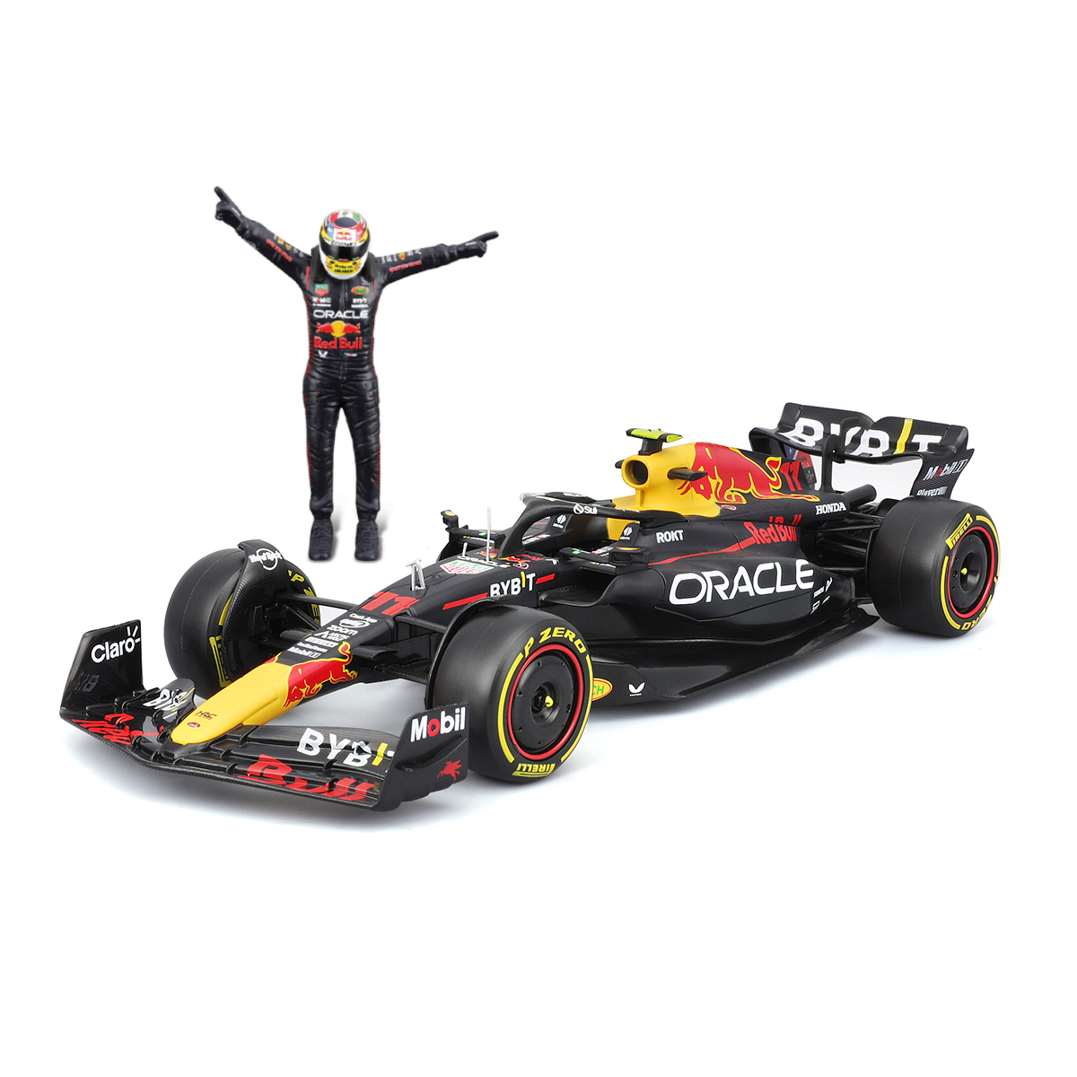 Автомодель Bburago Red Bull Racing RB19 з фігуркою 1:24 Чорна — превʼю 12