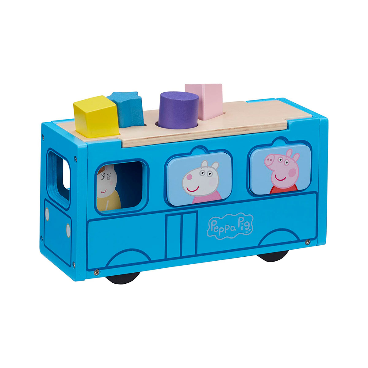 Дерев'яний ігровий набір-сортер Шкільний автобус Peppa 23,5x8x13 см Жовтий