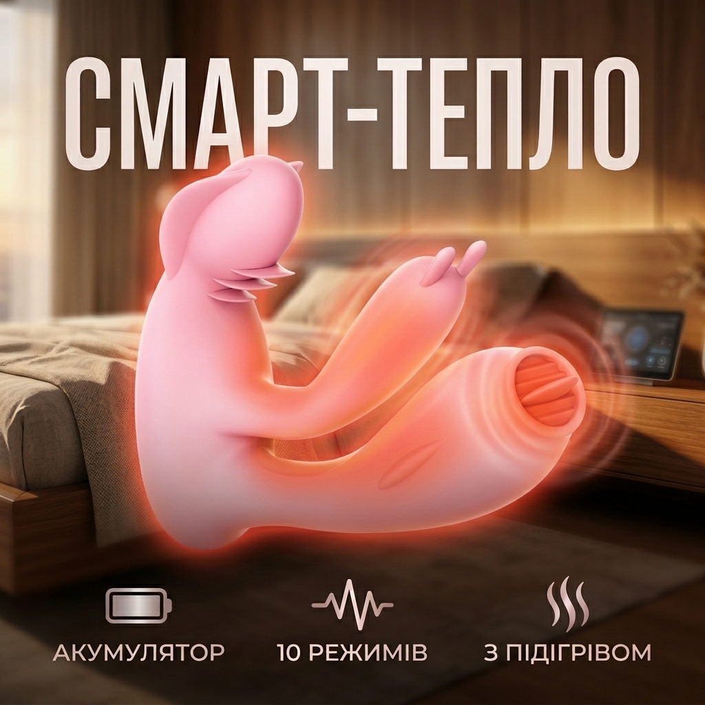 Смарт-вібратор вібротрусики з підігрівом Love Spouse 110 мм силікон Рожевий