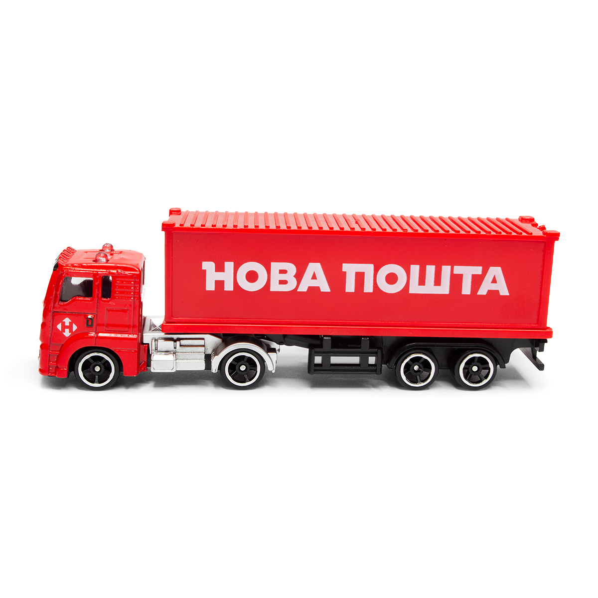 Фура Нова Пошта іграшкова Techno Drive 1:64 металева з дверима — превʼю 7
