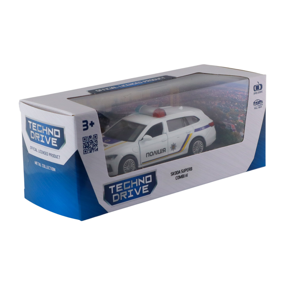 Автомодель Techno Drive Skoda Superb Combi iV Поліція 1:43 з металевим корпусом — превʼю 6