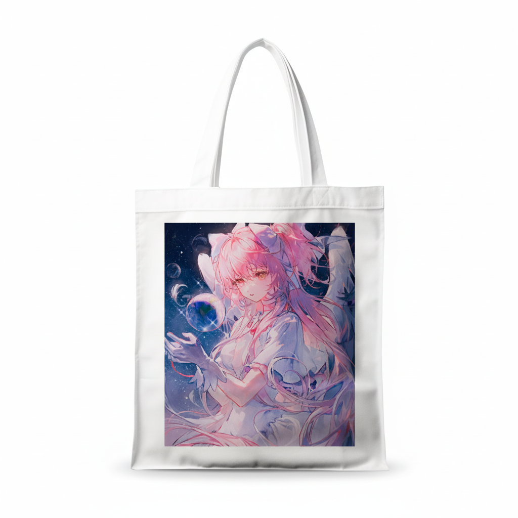 Сумка-шопер Дівчинка-чарівниця Мадока Mahou Shoujo Madoka 39x35 см біла з льону 6649