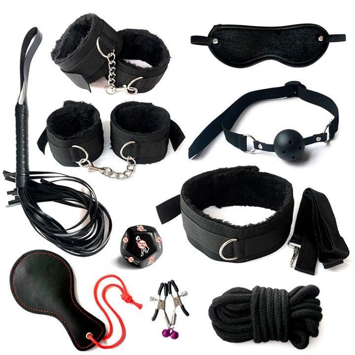 Повний набір для BDSM 10 ключових предметів. Чорний