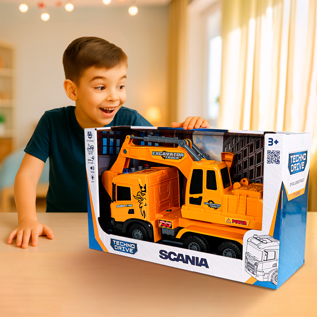 Екскаватор Scania TechnoDrive Super Big Truck 55 см зі світлом та звуком — превʼю 2