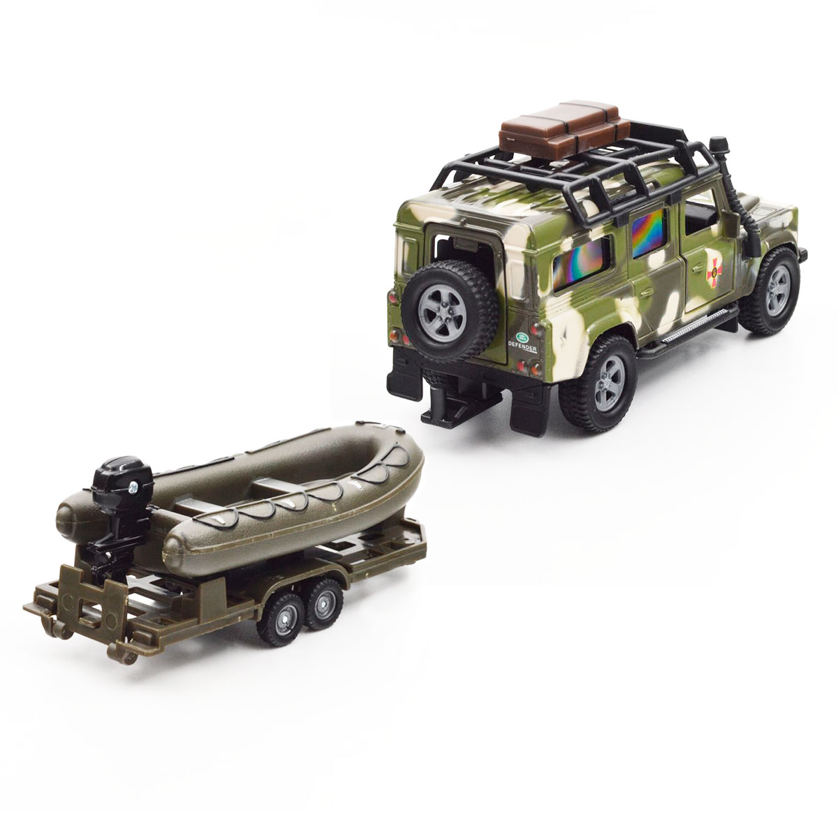 Ігровий набір військовий Land Rover Defender з човном TechnoDrive 27 см Зелений — превʼю 9