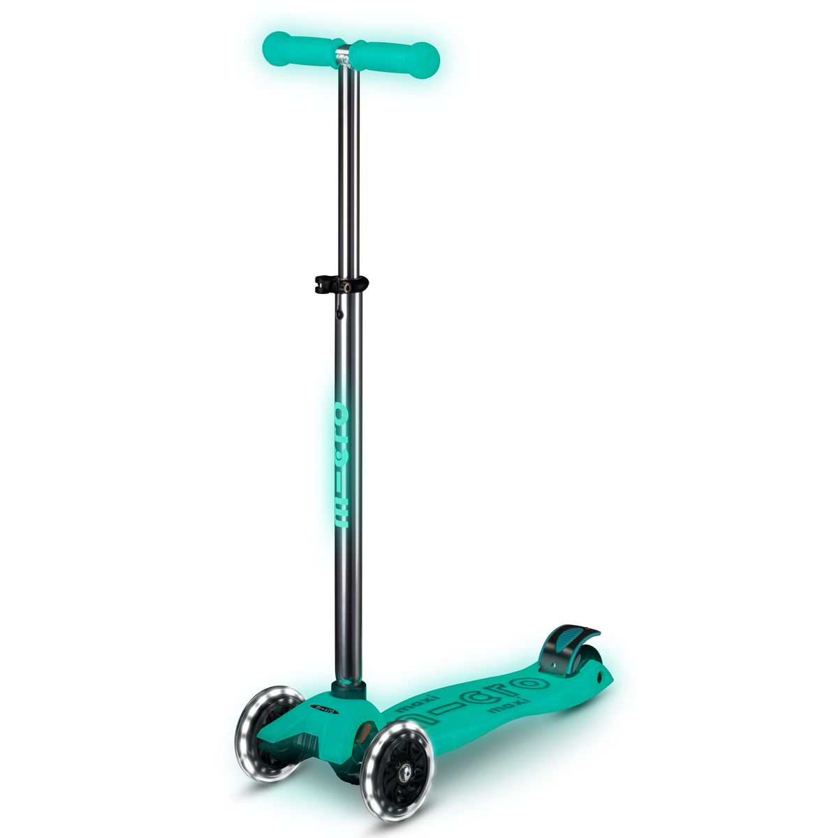 Самокат дитячий триколісний Micro Maxi Deluxe Glow LED з підсвіткою Бірюзовий