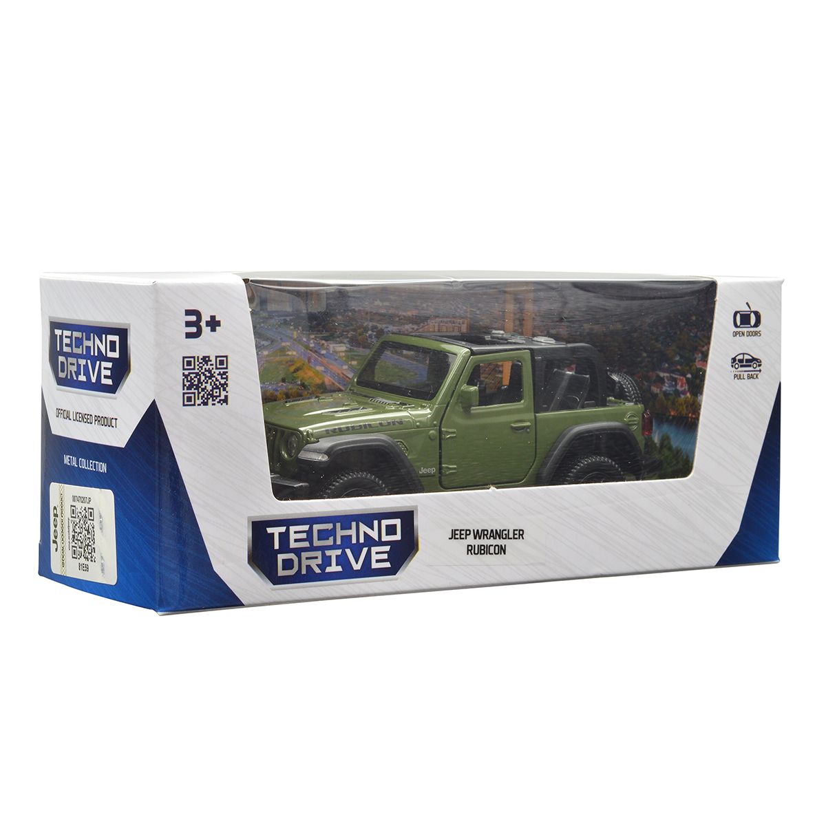 Автомодель Jeep Wrangler Rubicon 2021 Techno Drive 1:32 металева Зелена — превʼю 2