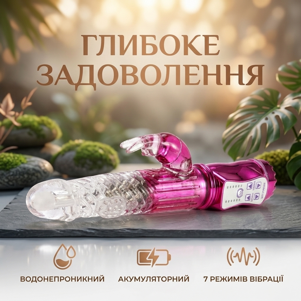 Вібратор для точки G кролик пластиковий акумуляторний 10.5x2.5 см Рожевий