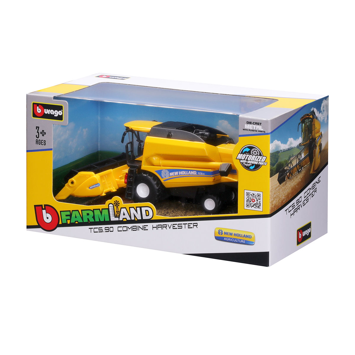 Зернозбиральний комбайн Bburago New Holland TC5.90 металевий 18 см Жовто-чорний — превʼю 6