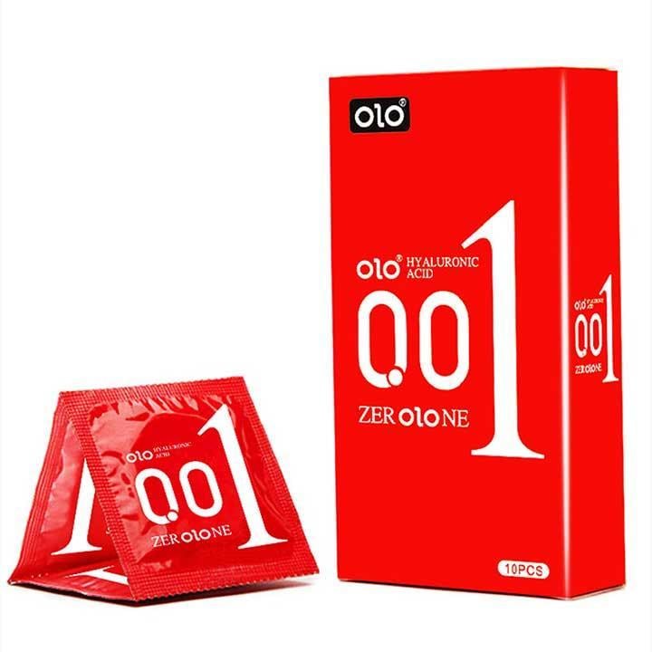 Презервативи пупирчасті ультратонкі Olo RED Foil 0.01 латексні з анестетиком та рясною змазкою 10 шт