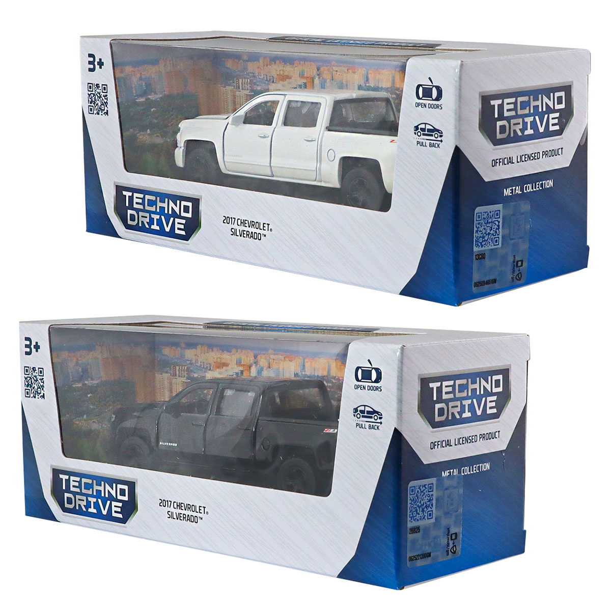 Автомодель Chevrolet Silverado 2017 Techno Drive 1:43 металева з pull-back механізмом Біла — превʼю 4