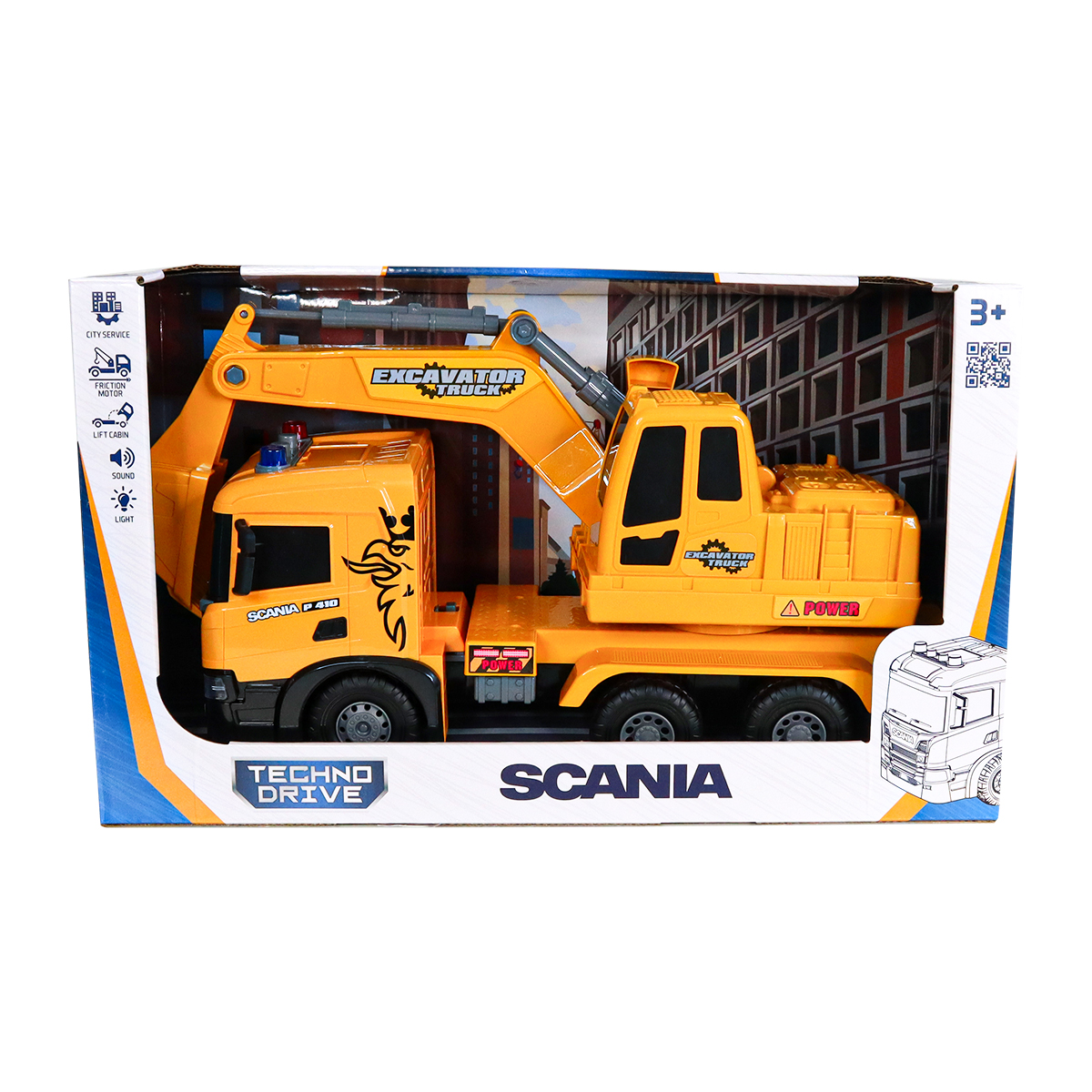 Екскаватор Scania TechnoDrive Super Big Truck 55 см зі світлом та звуком — превʼю 5