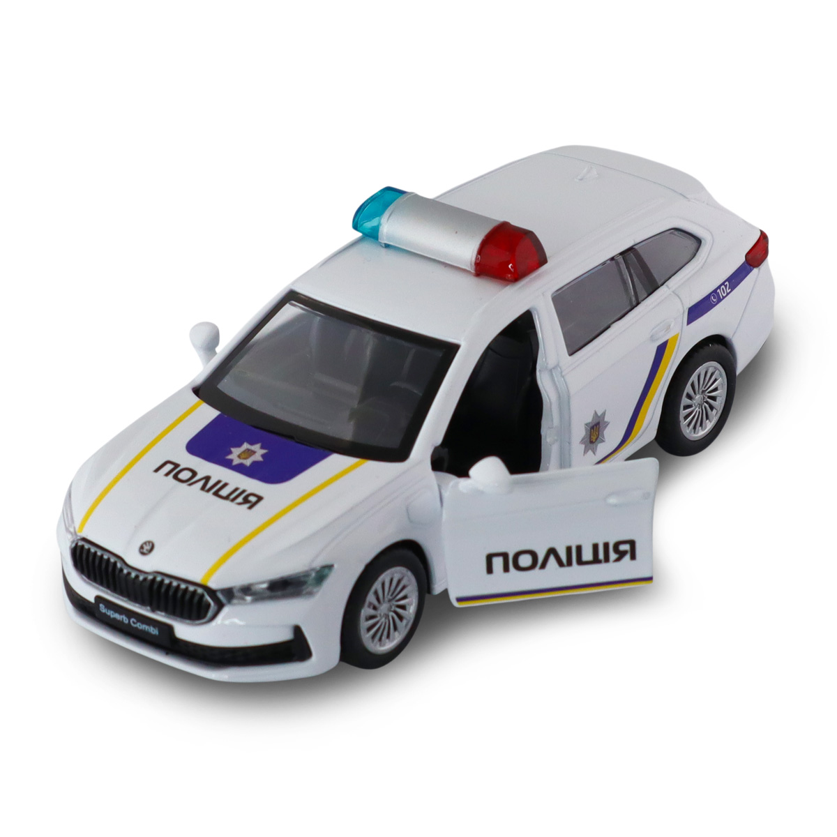 Автомодель Techno Drive Skoda Superb Combi iV Поліція 1:43 з металевим корпусом — превʼю 15