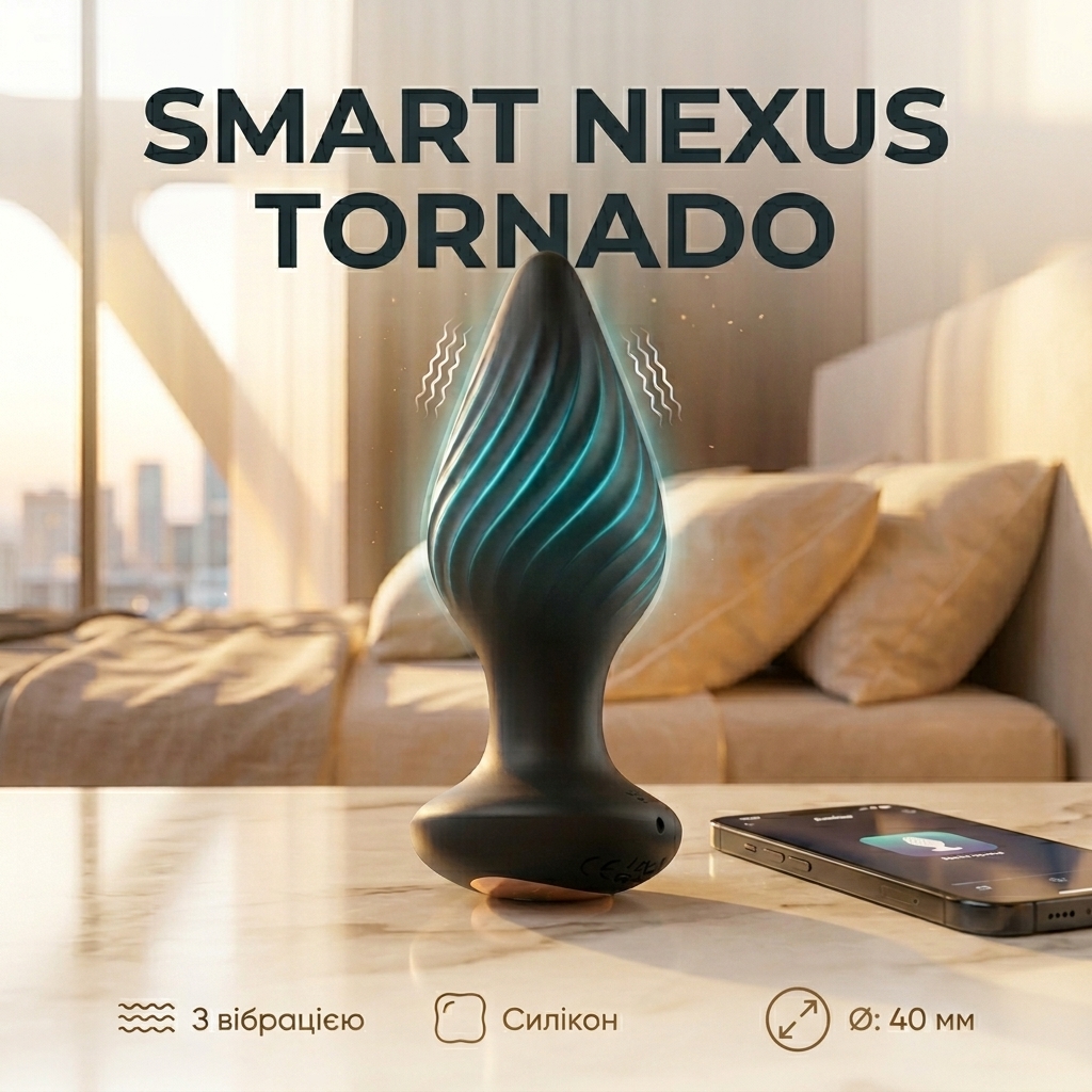 Анальна пробка вібраційна Smart Nexus Tornado 40x110 мм силіконова Чорний