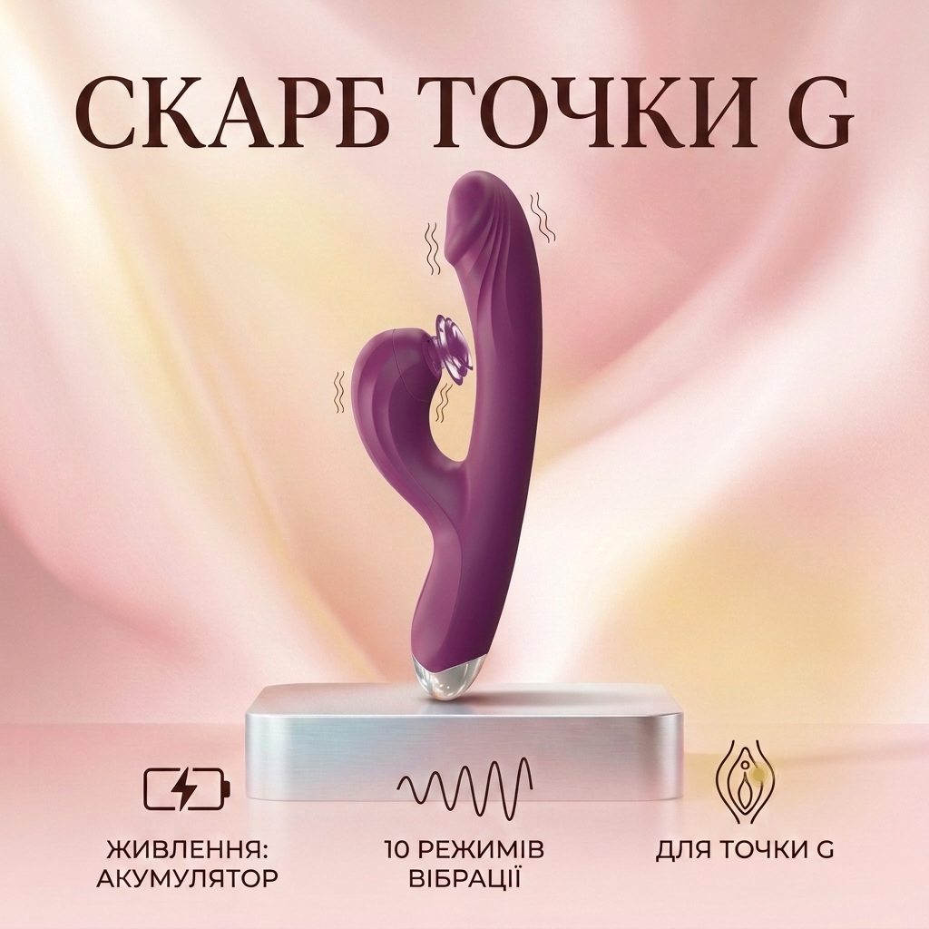 Вібратор силіконовий для точки G водонепроникний 21,3 см Фіолетовий