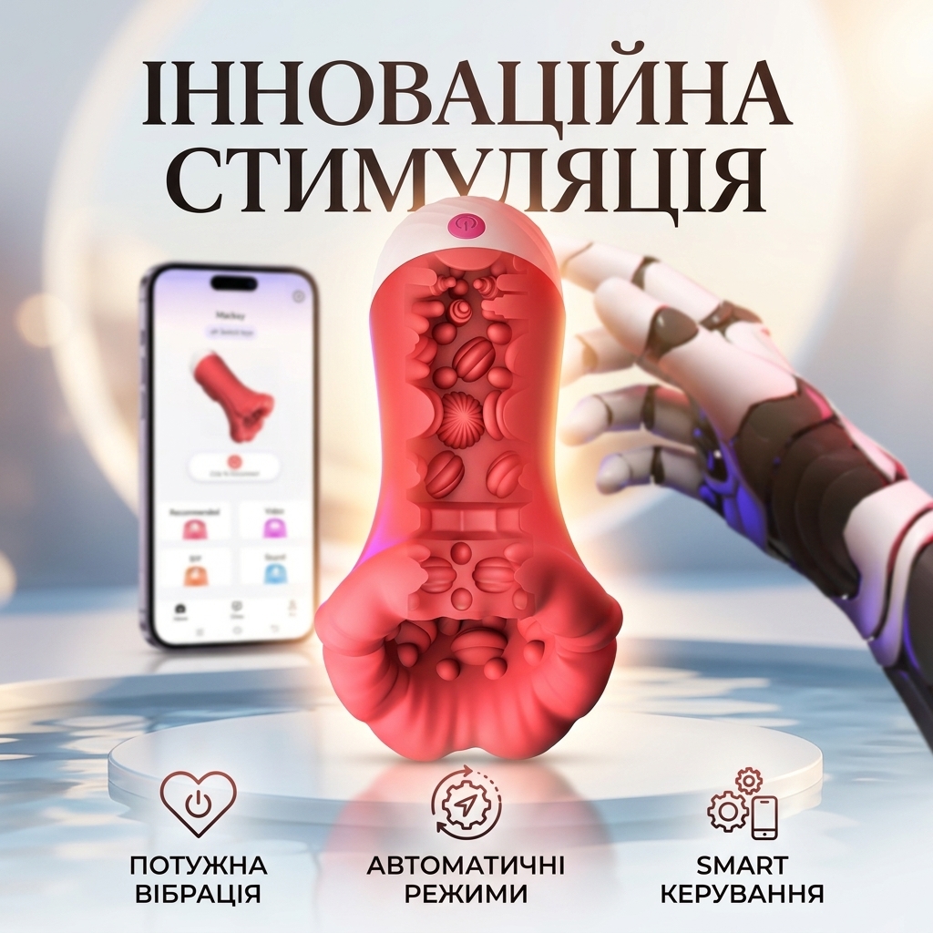 Мастурбатор автоматичний оральний Smart Big Mouth 16 см Червоний