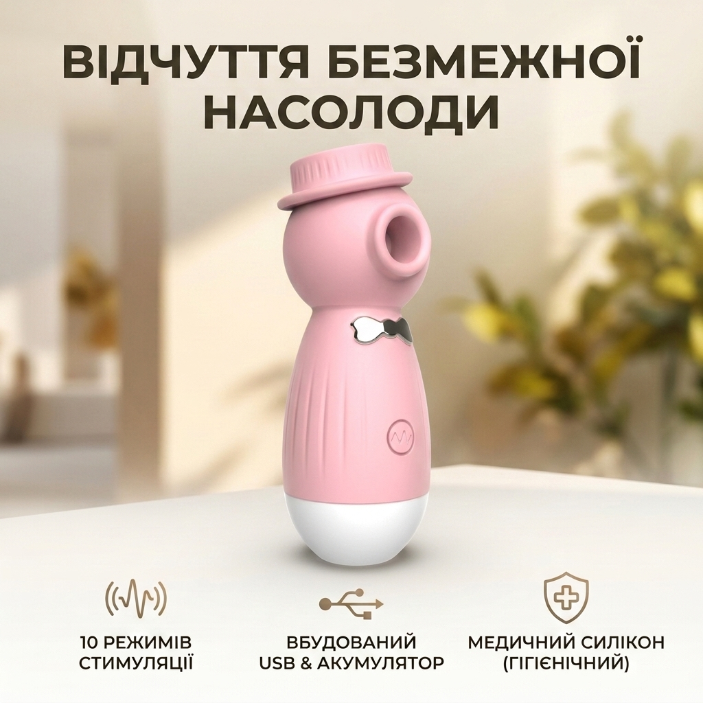 Вібратор вакуумний кліторальний Lilo USB медичний силікон 10,6x3,89 см Рожевий