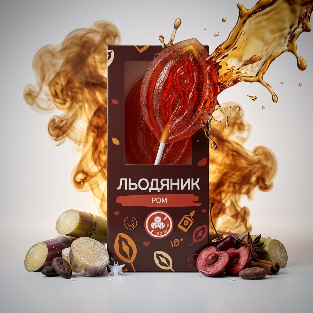 Льодяник SHE у формі вагіни зі смаком рому без цукру