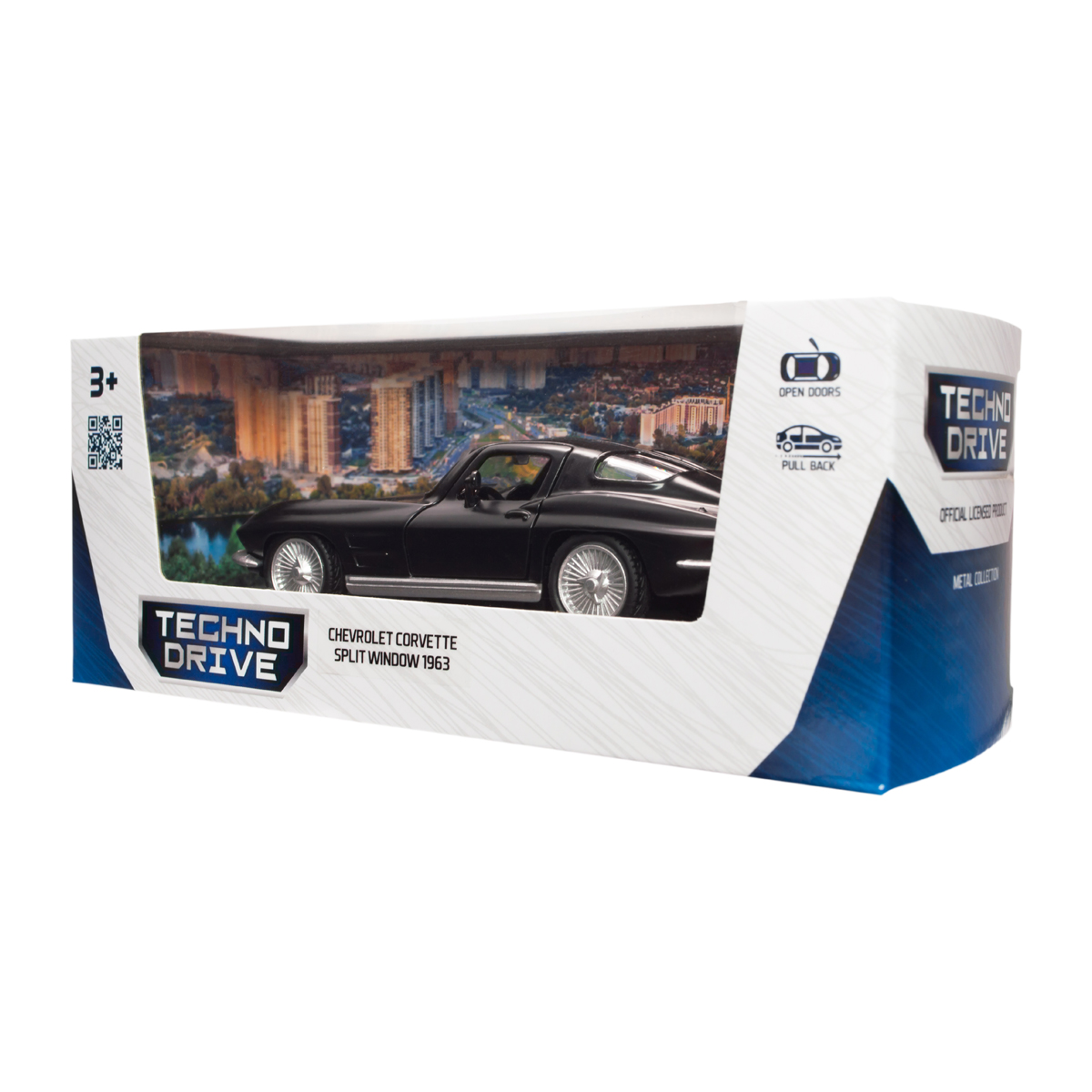 Автомодель Chevrolet Corvette Split Window 1963 металева 1:35 Матова чорна — превʼю 4