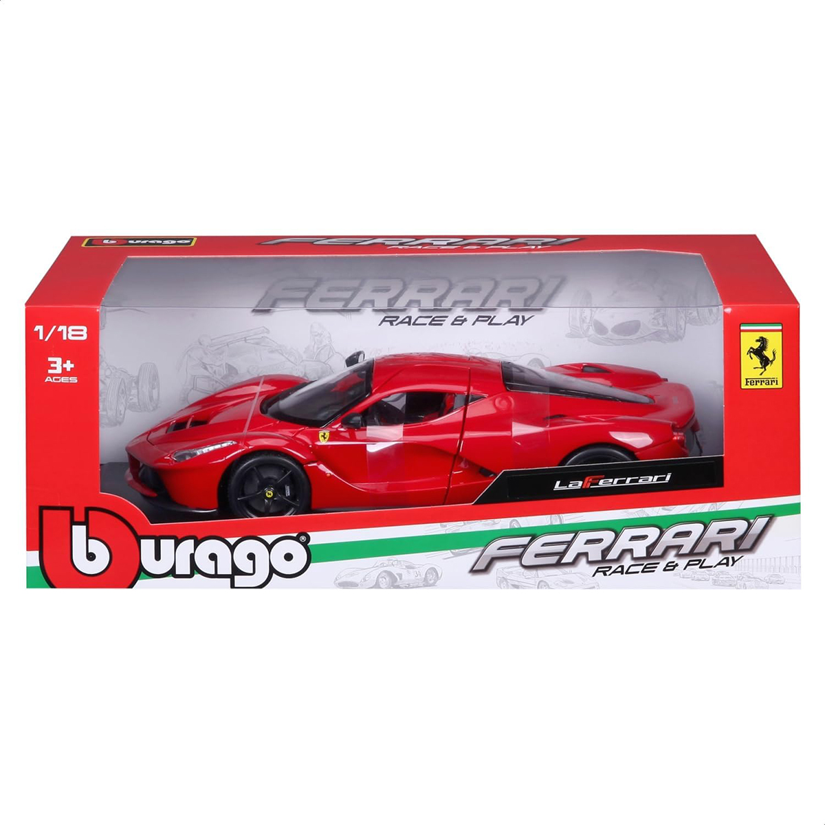 Колекційна автомодель Bburago LaFerrari 1:18 червона з металевим корпусом — превʼю 6