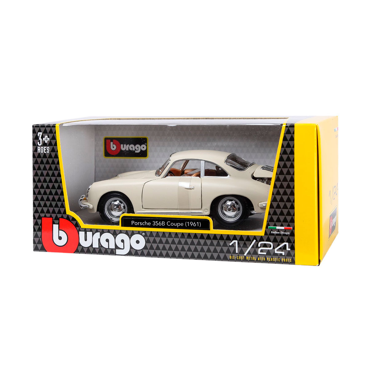 Автомодель Bburago Porsche 356B 1961 1:24 металева червона або слонова кістка — превʼю 3