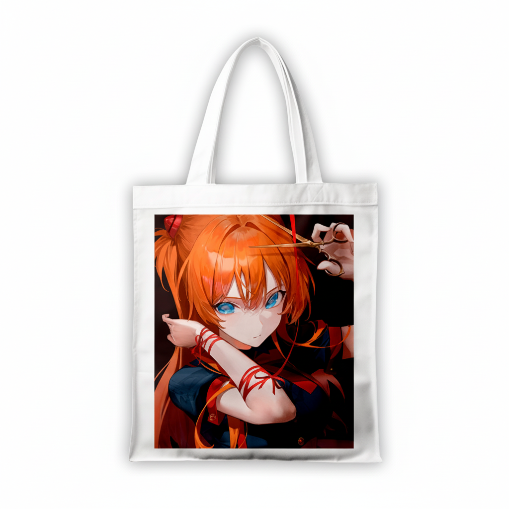 Сумка-шопер Євангеліон Evangelion Аска 39x35 см біла з габардину 6713