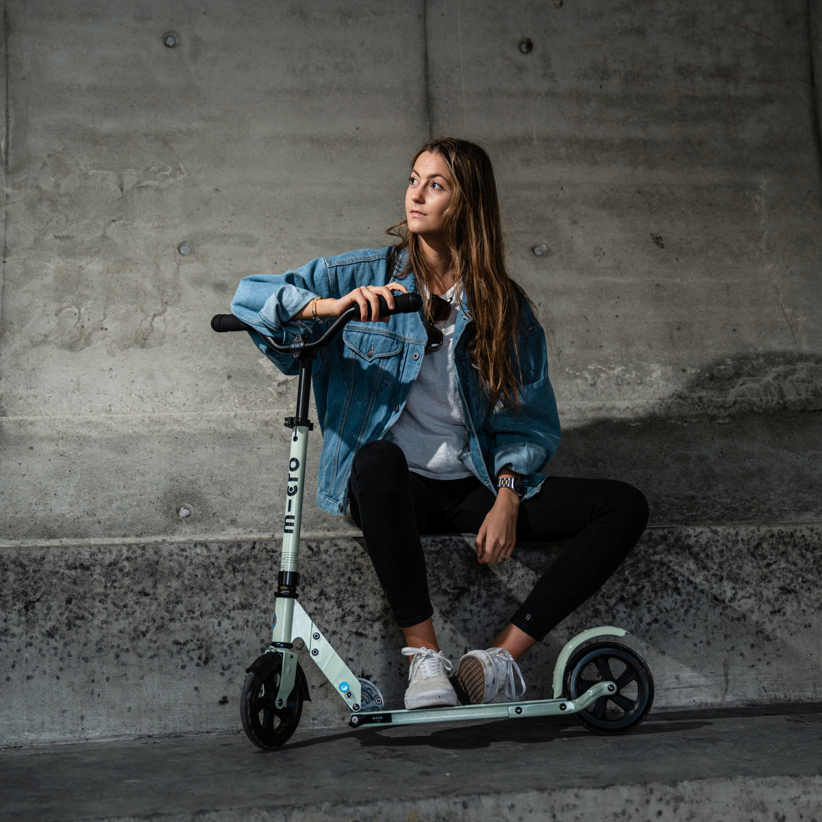 Самокат двоколісний складаний Micro Speed Deluxe для міста Зелений — превʼю 11