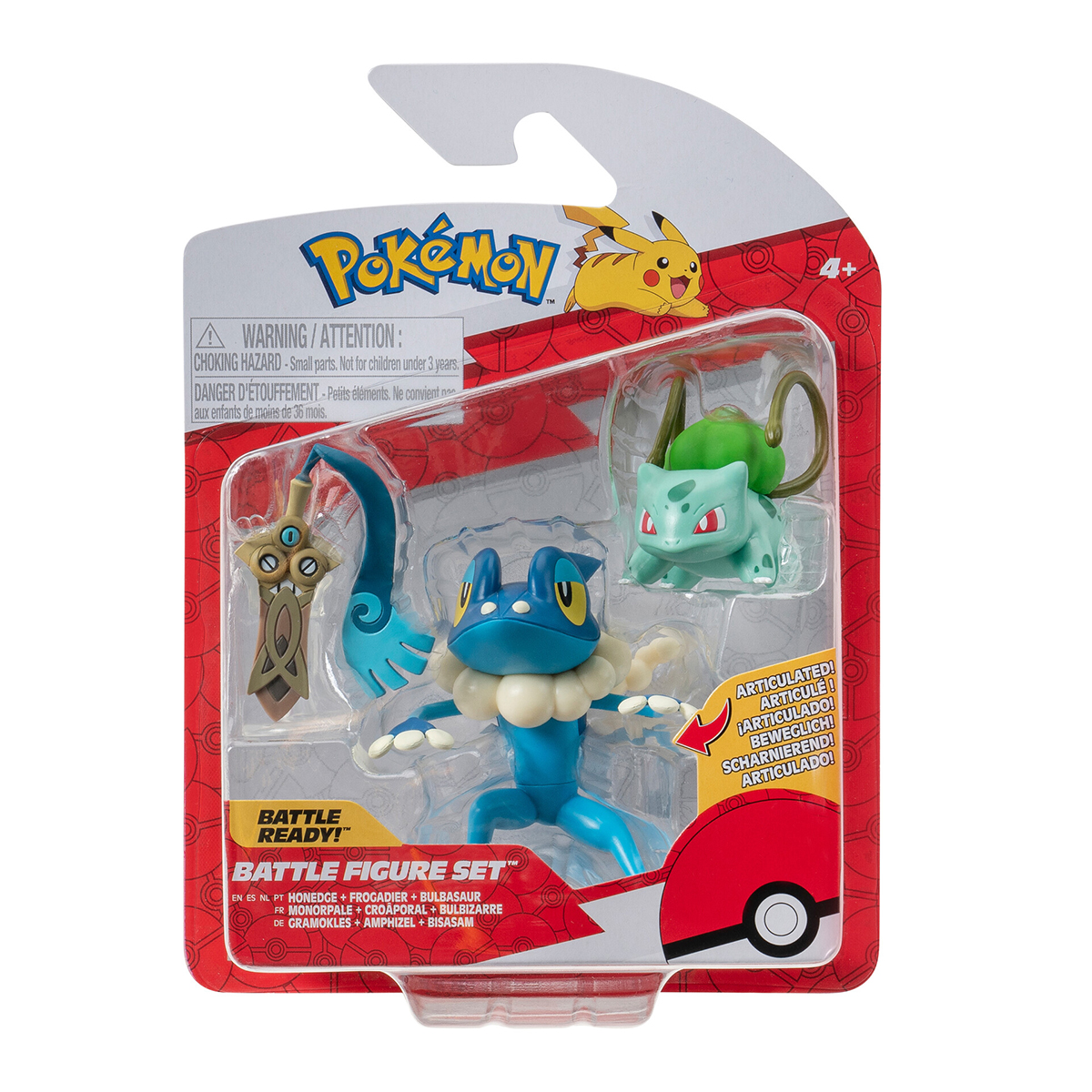 Набір ігрових фігурок Pokemon W19 - Хонедж, Бульбазавр, Фрогадир 3 шт