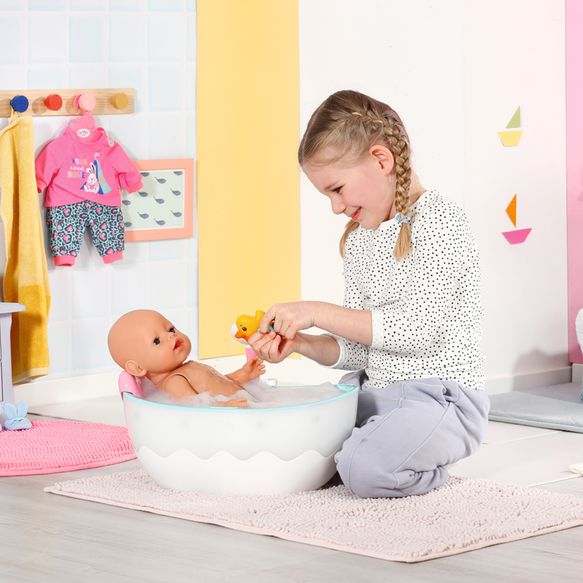Ванночка для ляльки Baby Born автоматична з душем та підсвіткою для ляльок 36-43 см — превʼю 8
