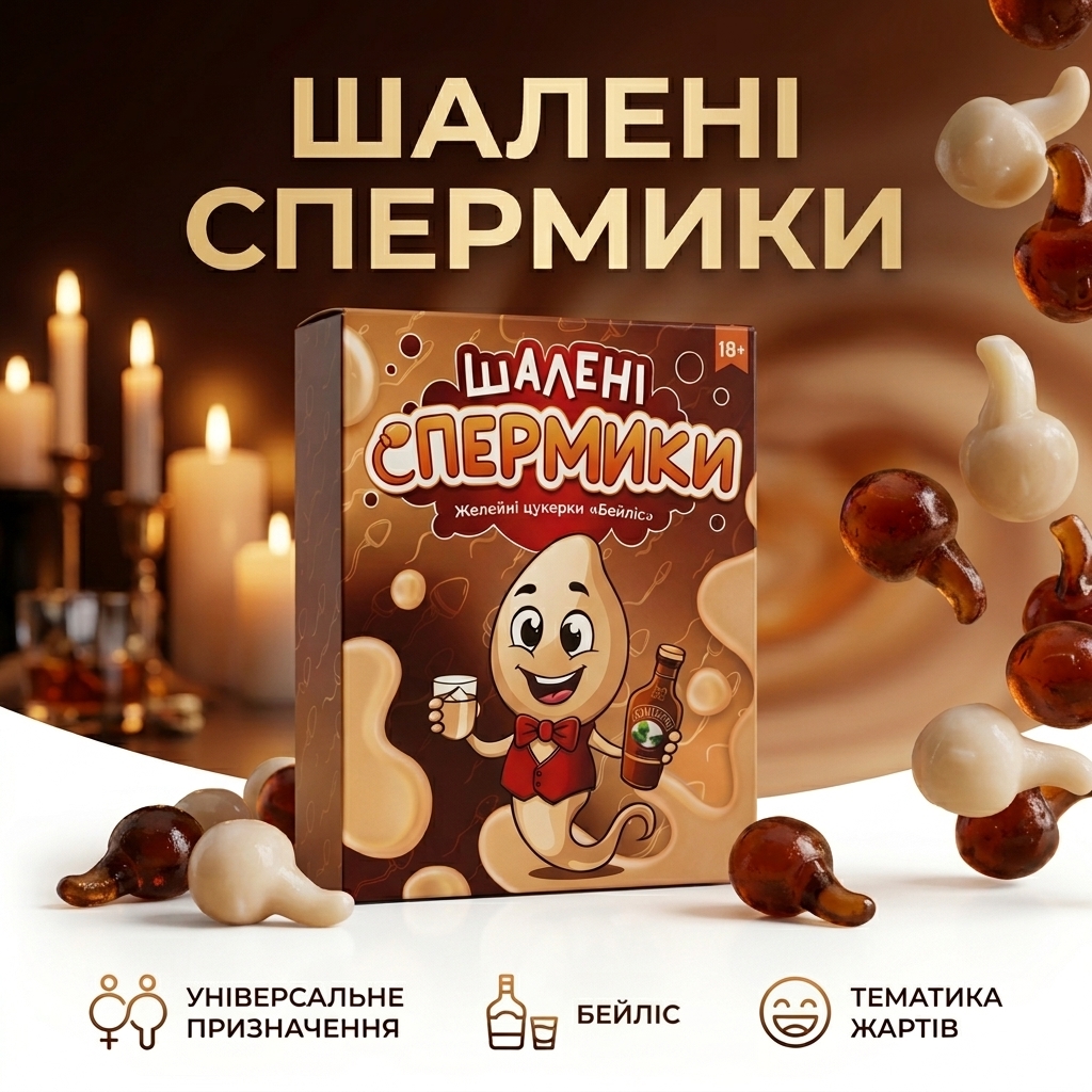 Желейні цукерки для дорослих Шалені Спермики зі смаком бейліс 100 г