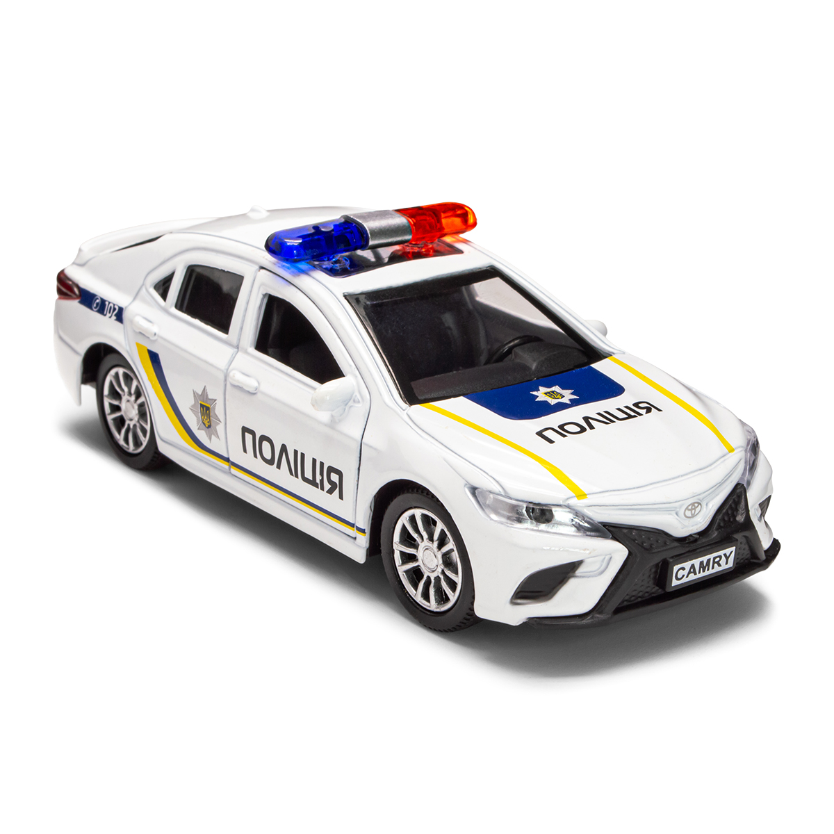 Автомодель Toyota Camry Поліція металева 11,8 см Біла — превʼю 13