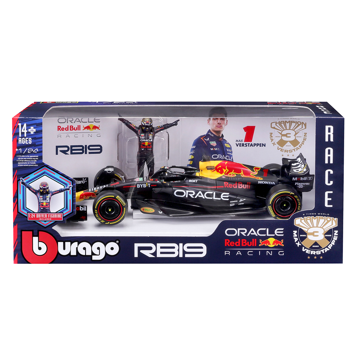 Автомодель Bburago Red Bull Racing RB19 з фігуркою 1:24 Чорна — превʼю 10