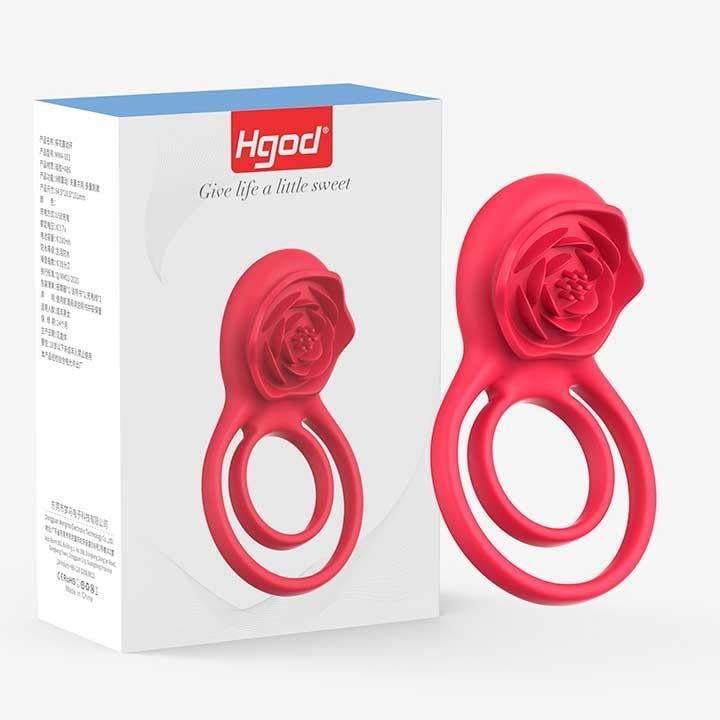 Вібруюче подвійне ерекційне кільце Hgod Rose USB Червоний