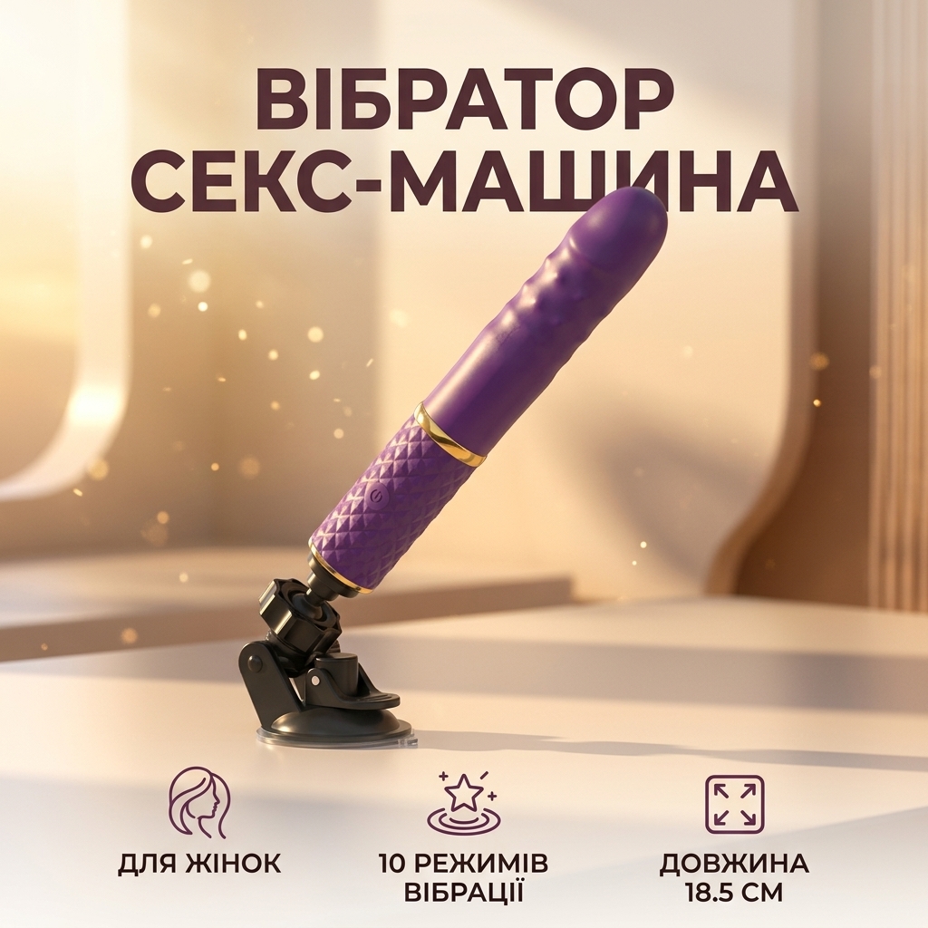Вібратор секс-машина з поступальними рухами для жінок 18,5 см Фіолетовий