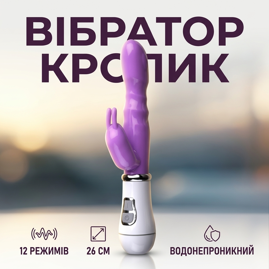 Вібратор кролик силіконовий комбінований 12 режимів для жінок 26 см Фіолетовий