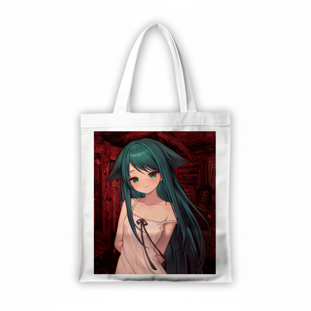 Сумка-шопер Сая но Ута (Saya no Uta) - Сая біла з льону (26766) — превʼю 2