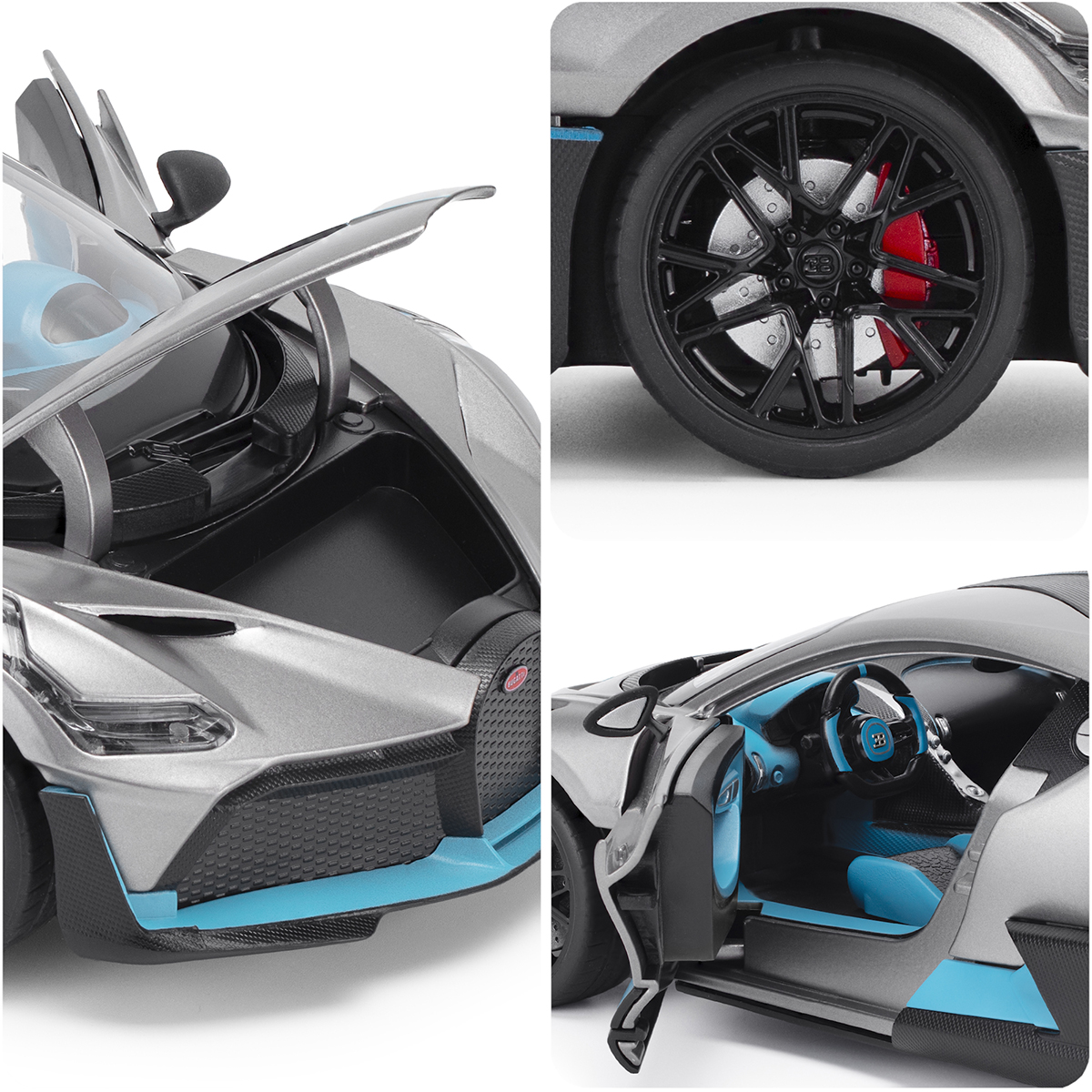 Автомодель Techno Drive Bugatti Divo металева 1:18 Сіра — превʼю 16