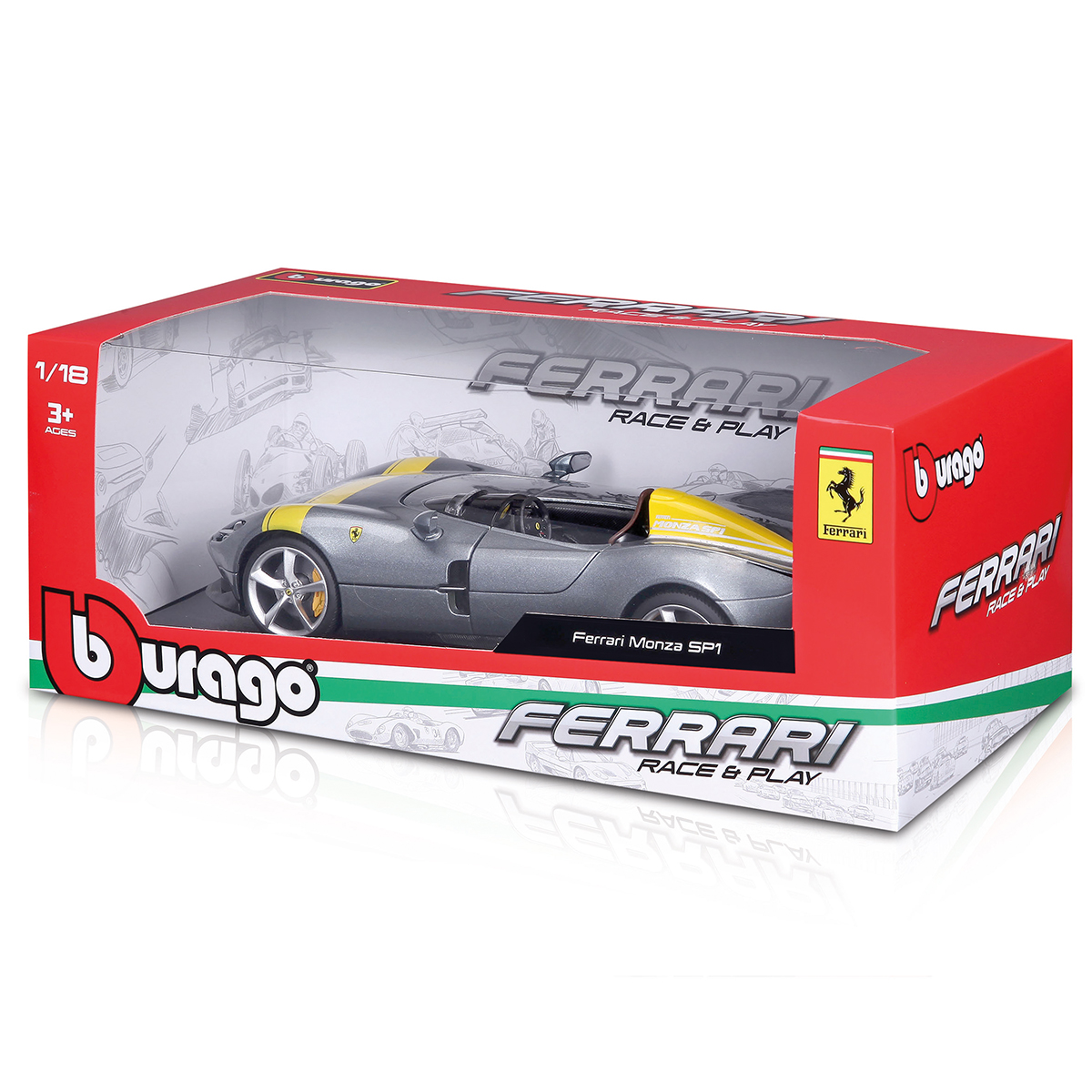 Колекційна модель Bburago Ferrari Monza SP1 1:18 сіра — превʼю 8