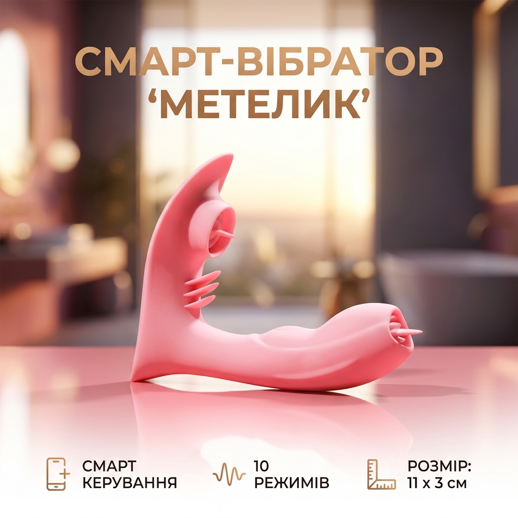 Смарт-вібратор метелик Love Spouse 11 см для жінок силіконовий водонепроникний Рожевий