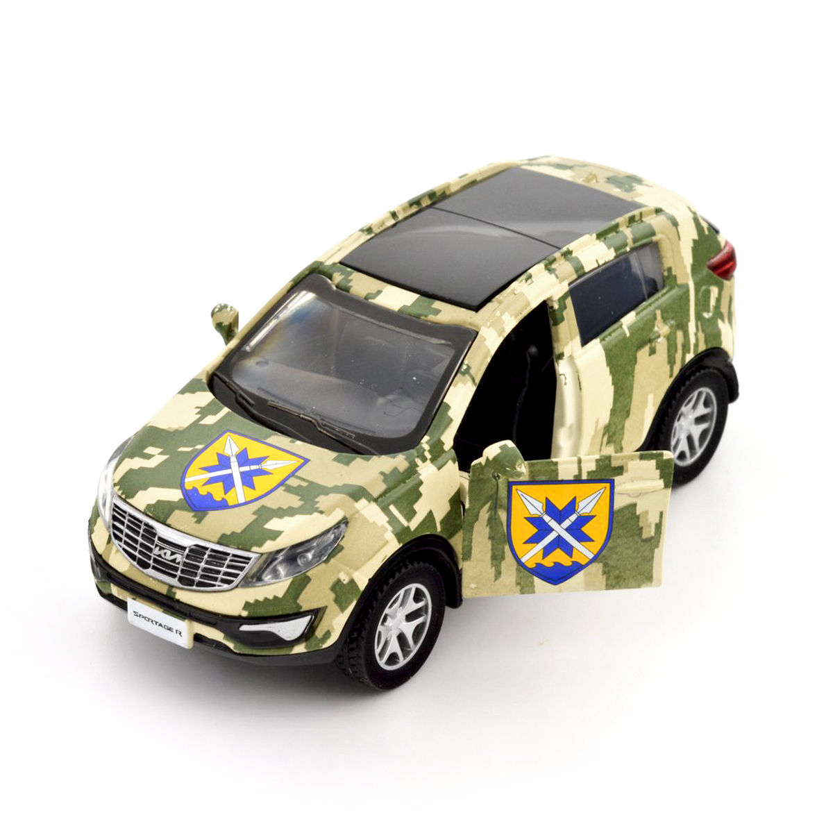 Автомодель Kia Sportage R 56 ОМПБр Шеврони Героїв металева 1:39 — превʼю 16