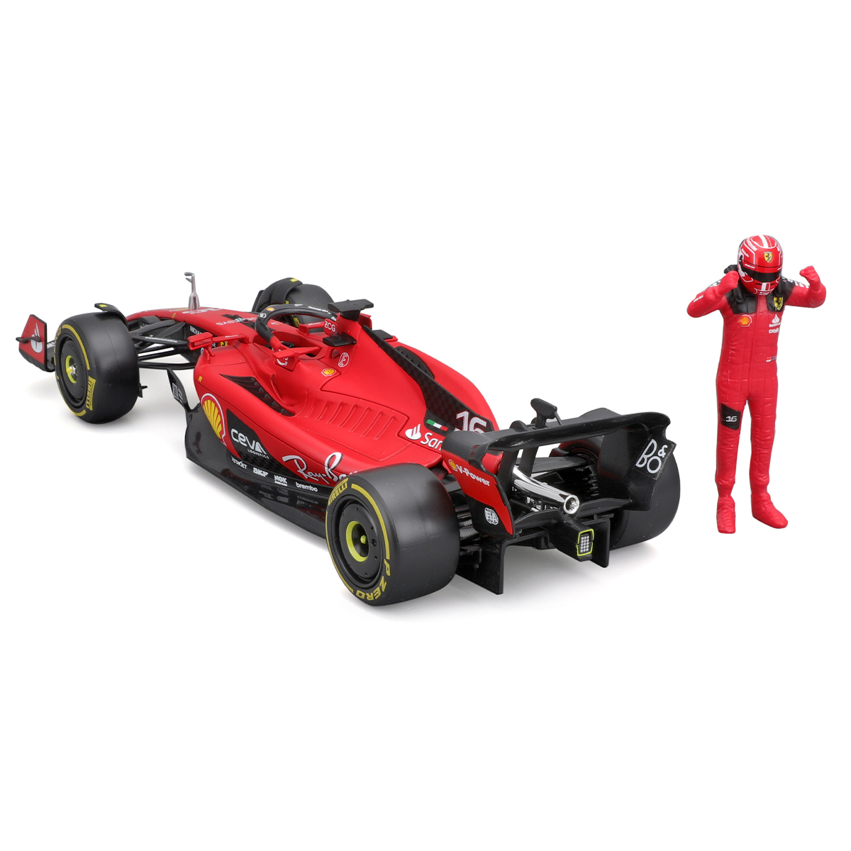 Автомодель Bburago Ferrari SF-23 з фігуркою гонщика 1:24 Червона — превʼю 5