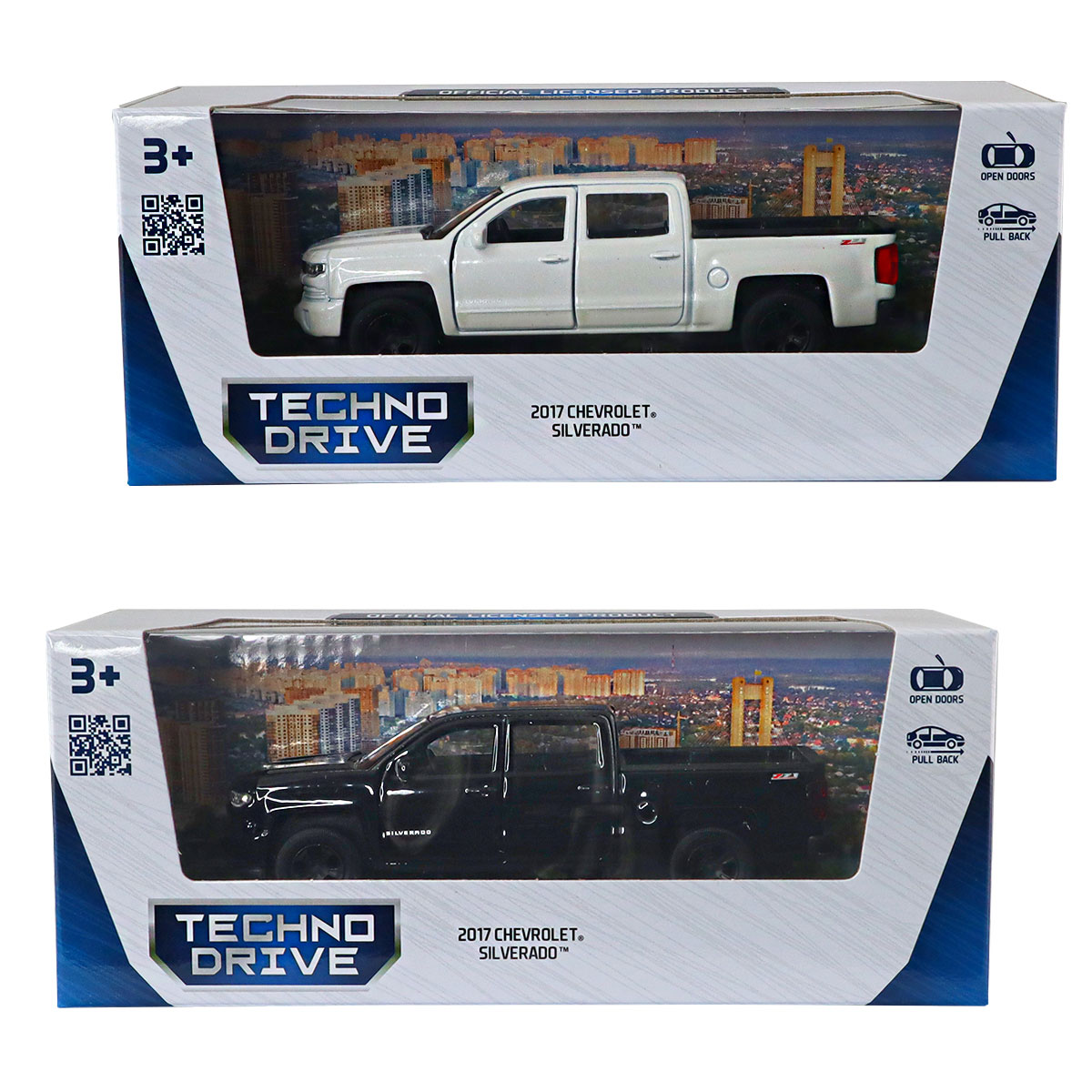 Автомодель Chevrolet Silverado 2017 Techno Drive 1:43 металева з pull-back механізмом Біла — превʼю 5