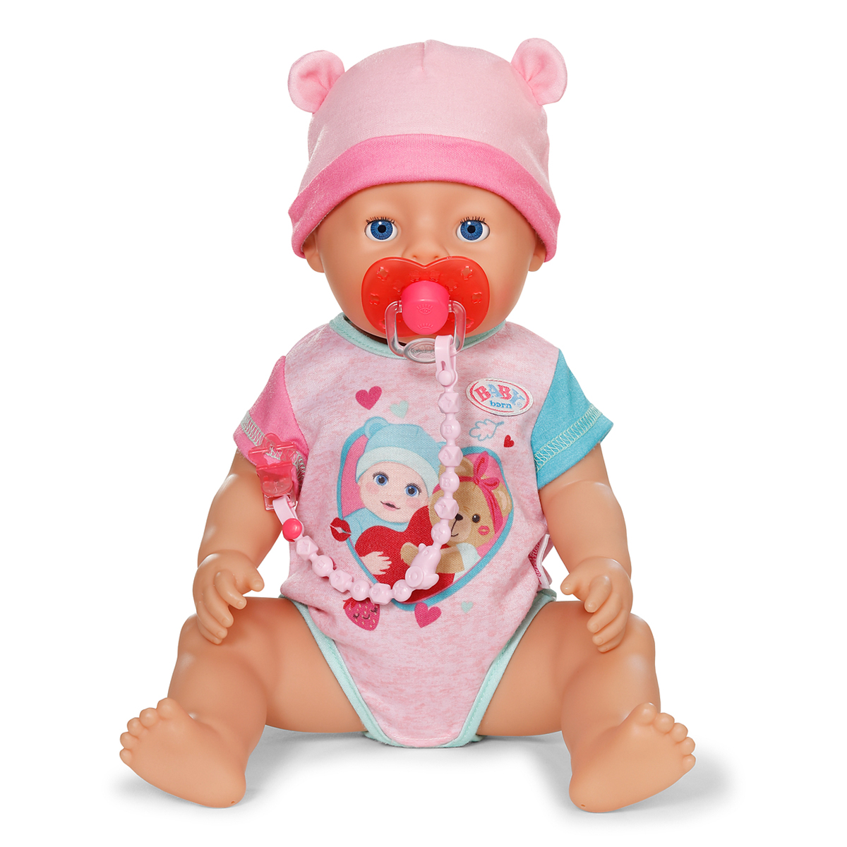 Пустушка для ляльки Baby Born з кліпсою та ланцюжком Рожева — превʼю 3