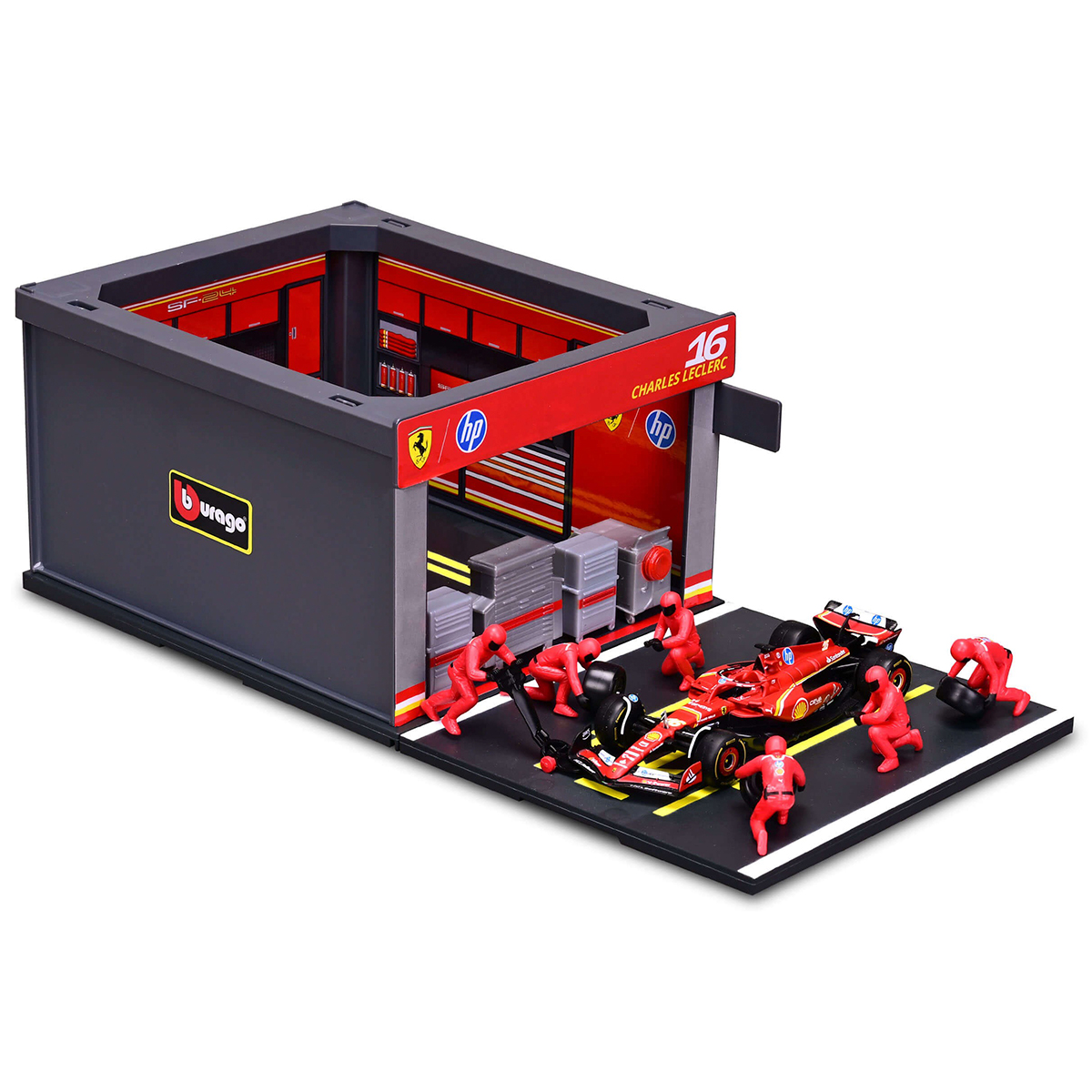 Ігровий набір Pit Pass Ferrari SF-24 Bburago з болідом та механіками 1:43 — превʼю 4