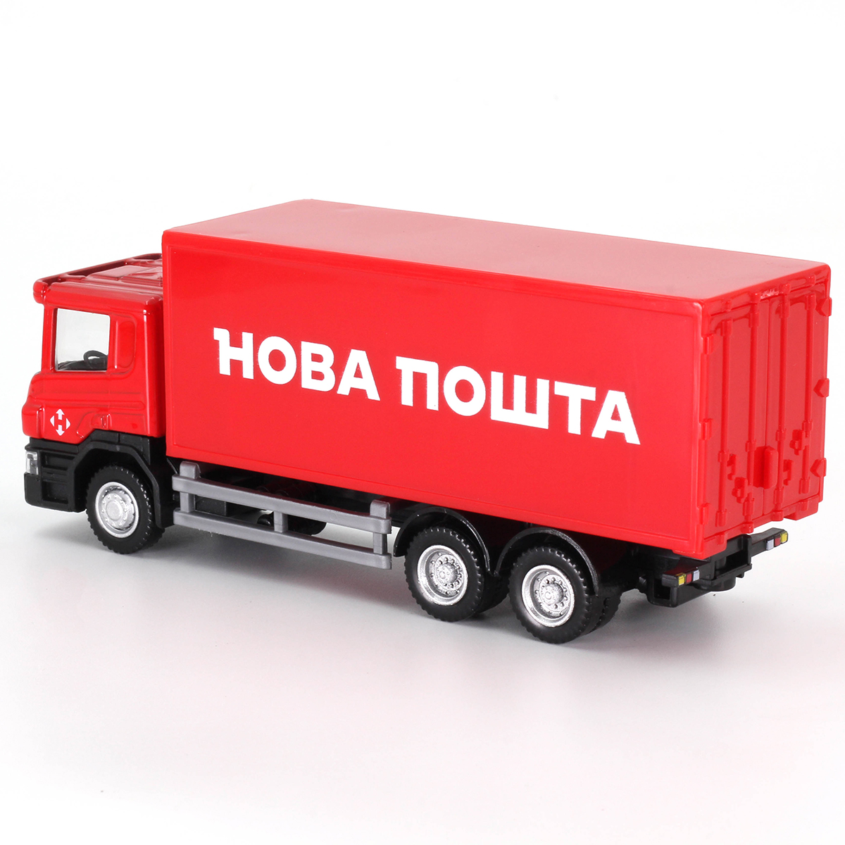 Автомодель вантажівка Techno Drive Scania Нова пошта 1:64 металева — превʼю 3