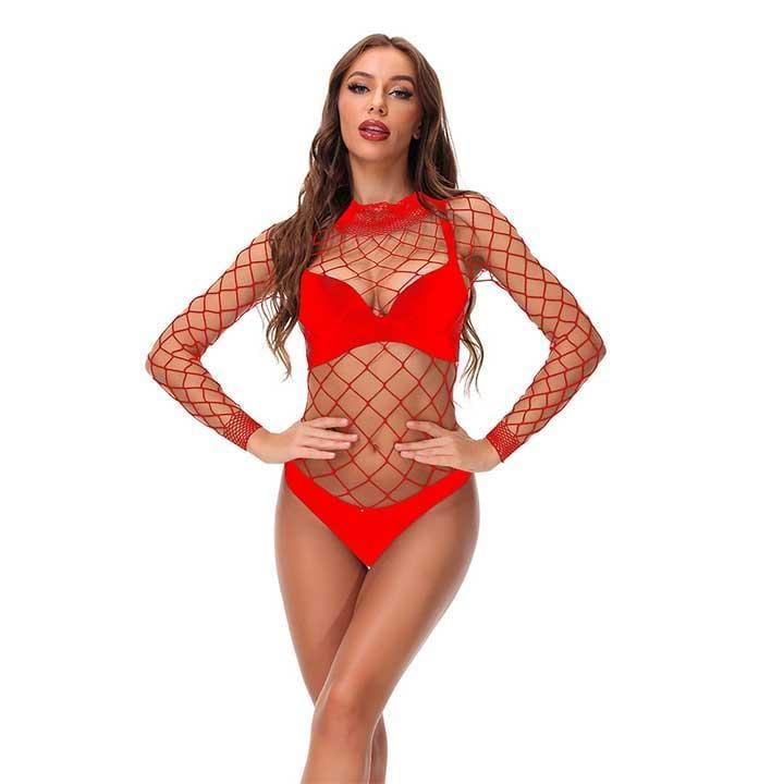 Боді-сітка з коміром M/L Червоний