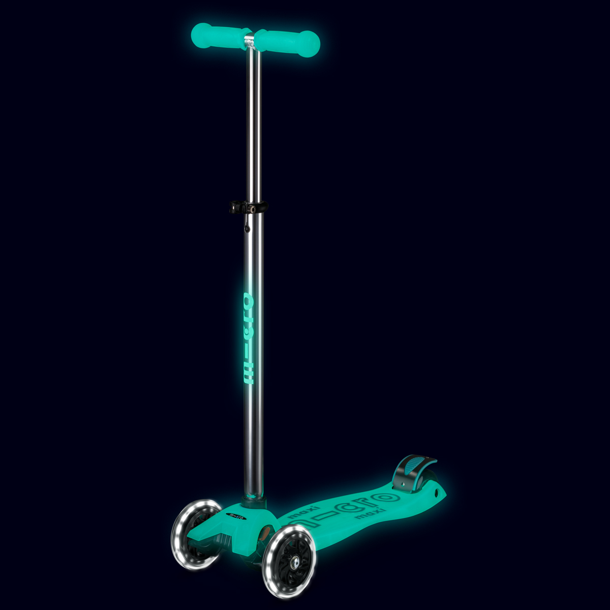 Самокат дитячий триколісний Micro Maxi Deluxe Glow LED з підсвіткою Бірюзовий — превʼю 10
